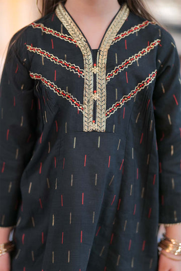 Casual Plus 3 Piece Suit | Cotton Jacquard & Dobby | Black & Gold | KBD-02003